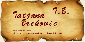 Tatjana Breković vizit kartica